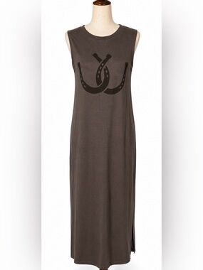 Project Social T horseshoe print maxi jersey dress in grey & black. S